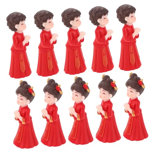 Toddmomy 5 Paare Mikro-Landschaftsdekoration Hochzeitspaar Figur Chinesische Hochzeitsdekoration Chinesische Ornamente Kuchendekoration im chinesischen Stil Hochzeitsfiguren PVC rot von Toddmomy