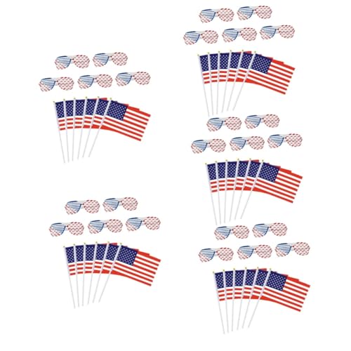 Toddmomy 5 Sätze Flag-brille Schreibtisch-dekor Mini-dekor Patriotische Sonnenbrille Amerikanische Flagge Dekorative Kunststoffgläser Us-flagge Auf Stick Usa Plastik Requisiten Rot Handheld von Toddmomy