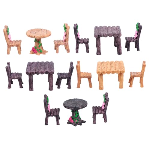 Toddmomy 5 Sätze Miniatur Tisch und Stühle Miniatur Resin Figuren Teiliges Landschaftsdekoration Desktop Ornament für DIY Micro Landschaft von Toddmomy