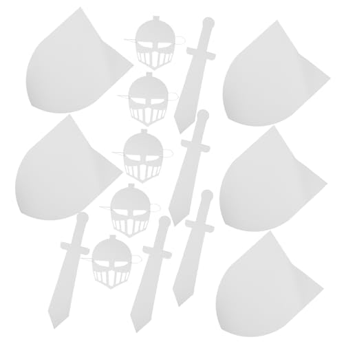 Toddmomy 5 Sätze Ritter Schild Maske Bastelset DIY Unbemalt Karton Kostüm Zubehör für Halloween Kreative Rollenspiele und Sicher von Toddmomy