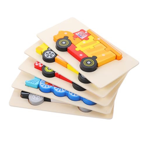 Toddmomy 5 Sätze Teiliges Holzpuzzle Pädagogisches Lernspielzeug für Kleinkinder Jahre mit Buntem Cartoon Design Fördert Kognitive Fähigkeiten und Spielerisches Lernen von Toddmomy