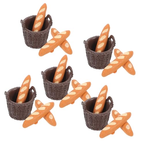 Toddmomy 5 Satz Miniaturmodell-Requisiten Dessert-Simulationsmodell künstliches französisches Brot Miniaturbäckerei künstliche Lebensmittelrequisiten Mini-Hausverzierung Brotprop Harz von Toddmomy