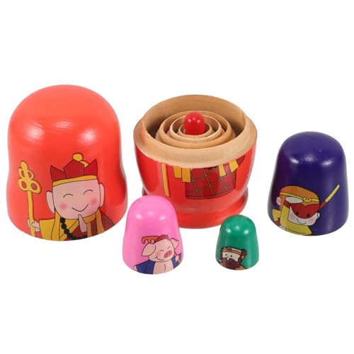 Toddmomy 5 Stück 5 Matroschka Schneemann-Puppen Russische Nistpuppen Weihnachtspuppen für Russischer Nussknacker russische Puppe Nussknackerpuppen für Mädchen hölzern von Toddmomy