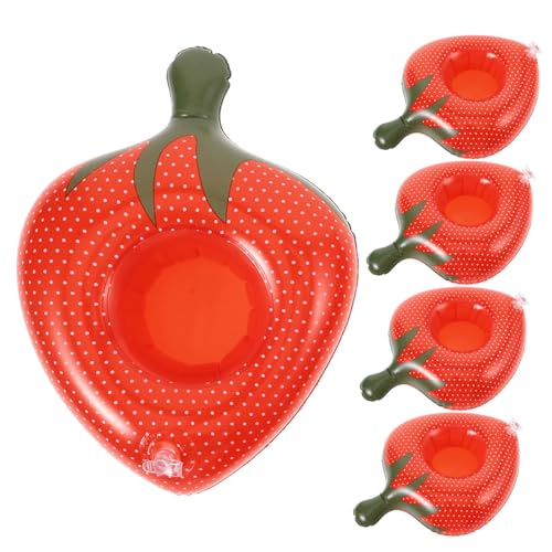 Toddmomy 5 Stück Aufblasbare Erdbeer Getränkehalter PVC Schwimmende Becher für Strand und Wasserveranstaltungen Stabil und Leicht für Maximalen Trinkkomfort von Toddmomy