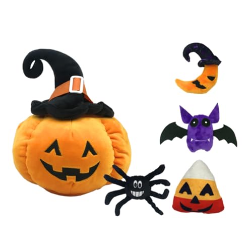 Toddmomy 5 Stück Halloween Dekoration Puppe Set Teiliges Plüschkissen mit Kürbis Fledermaus und Spinne für Kreative Halloween Feiern Tischdeko und Geschenkidee von Toddmomy