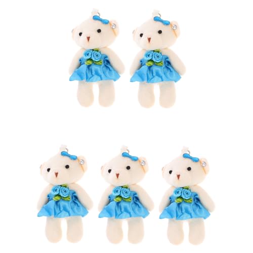 Toddmomy 5 Stück Hochzeitsbär Mini Plüschtiere Hängende Kleine Bären Kleine Bären Deko Bär Puppe Kleine Bär Puppen DIY Bär Deko Bär Puppe Mini Kleine Bär Schlüsselanhänger Anhänger Blauer von Toddmomy