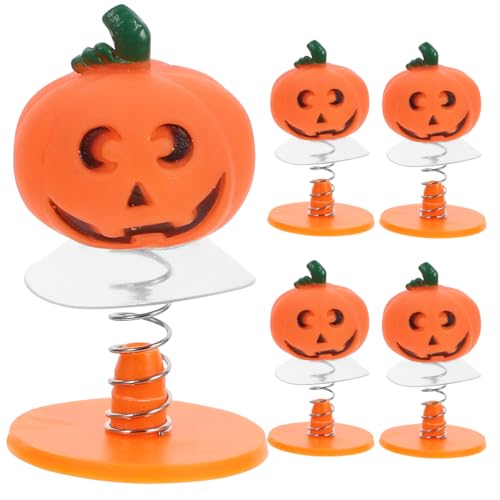 Toddmomy 5 Stück Hüpfende Kürbispuppe Sprungspielzeug favorisieren Federaufziehspielzeug drinnen für Halloween-Frühlingsspielzeug Halloween-Partygeschenke Kunststoff Orange von Toddmomy
