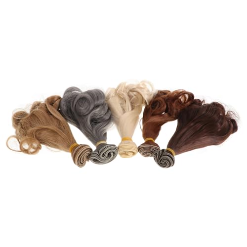 Toddmomy 5 Stück Perücke Haarreihe puppenperücken lockiges Puppenhaar Puppe Perücke Mini-Perücken für Puppen Puppenhaartressen Bjd-Puppen männlich Haare für Puppen Hochtemperaturdraht von Toddmomy