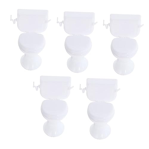 Toddmomy 5 Stück Puppentoilette Babytopf Töpfchen Toilette Toiletten-Training Nettes Mini -Toilettenspielzeug Puppenhausbad Miniatursachen Miniaturhausmöbel Plastik Weiß von Toddmomy
