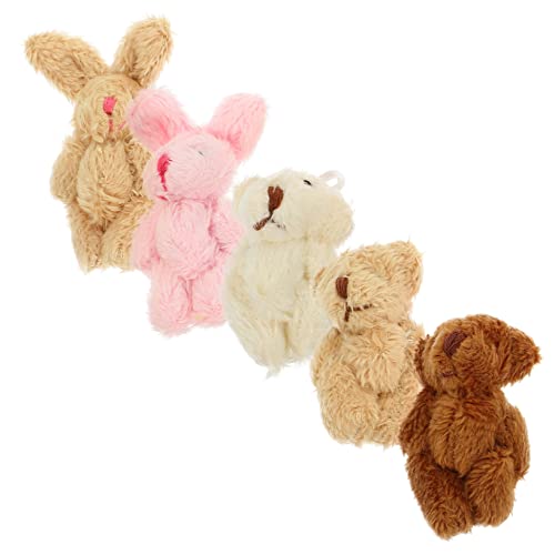 Toddmomy 5 Stück Simulierte Plüschpuppe Kleine Tierfiguren Ausgestopftes Bärenspielzeug Mini-hausschmuck Minibär Für Hochzeitsdekorationen Kaninchen-Miniatur Miniatur-kuscheltiere von Toddmomy