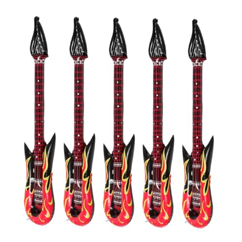Toddmomy 5 Stück Teiliges Aufblasbares Rock Star PVC Gitarre mit Flammendesign Leicht und Sicher als Bühnenrequisite und Jahre Karneval Partydeko von Toddmomy