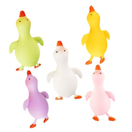 Toddmomy 5 Stück Teiliges Bunte Enten Stress Relief aus TPR Dehnbar und Wiederverwendbar Lustige Druckspielzeuge zur Angst Druckminderung für Partydekoration und Sensorisches Training von Toddmomy