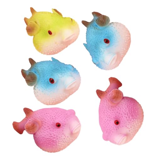 Toddmomy 5 Stück Teiliges Bunte Flusskugelfische Quetschfiguren Stressabbau Sensorisch zur Druckentlastung und Spielerischem Training für Erwachsene von Toddmomy