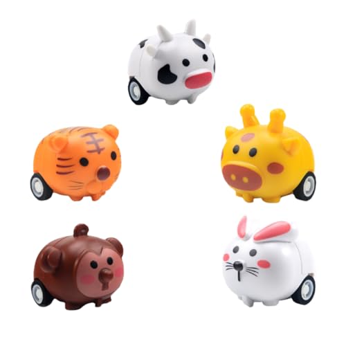 Toddmomy 5 Stück Teiliges Fahrzeug mit Tiermotiven Reibungsbetriebenes Babyspielzeug für Jungen und Mädchen Robustes Friktionsauto Kreativität und Motorischen Fähigkeiten von Toddmomy