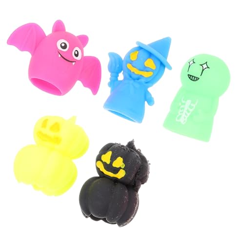 Toddmomy 5 Stück Teiliges Halloween Fingerpuppen Set mit Süßen Hexen und Fledermausmotiven Bunte Cartoon Fingerpuppen für Erwachsene Partyspielzeug und Mitgebsel für Halloween Interaktives von Toddmomy