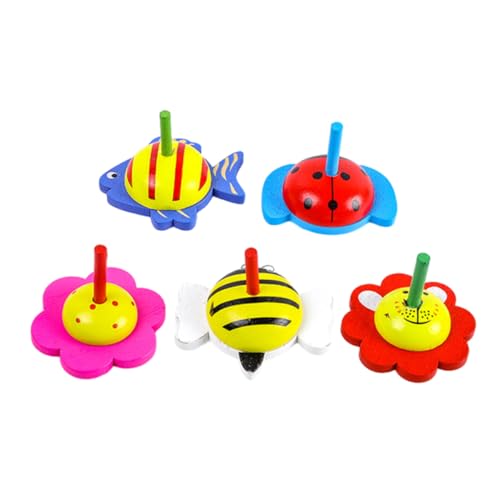 Toddmomy 5 Stück Teiliges Holz Gyroskop Buntes Interaktives Kreiselspiel für Langlebig und Leicht Fördert Hand Auge Koordination Mitgebsel und Partygeschenk von Toddmomy