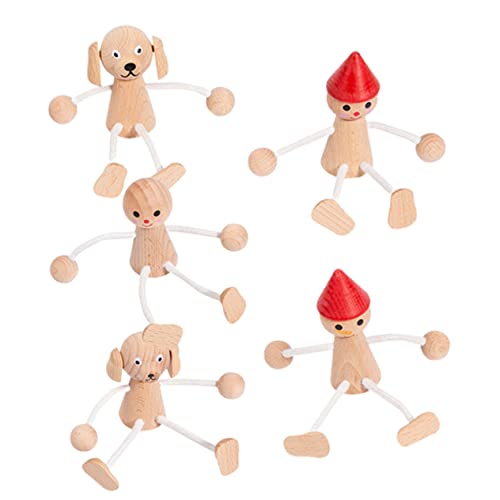 Toddmomy 5 Stück Teiliges Holz Tierfiguren zum Basteln Kleine Unbemalte Holzpuppen Dekorative Holzornamente für DIY Hand Auge Koordination und Kreativität von Toddmomy