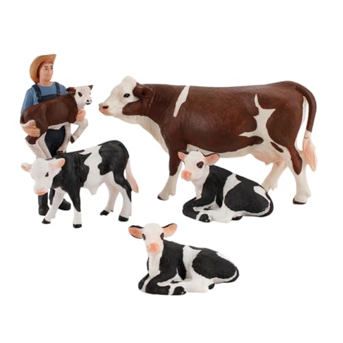 Toddmomy 5 Stück Teiliges Miniatur Kühe PVC Figurinen Realistische Farmtiere Detailgetreu Vielseitig für DIY Projekte Kuchen Dekorationen Lernspielzeug von Toddmomy