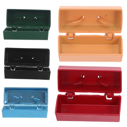 Toddmomy 5 Stück Teiliges Miniatur Werkzeugkasten Langlebige Metall Mini Toolbox für Puppenhaus Dekoration Realistische Mini Werkzeugkiste Praktischer Aufbewahrungsbehälter von Toddmomy