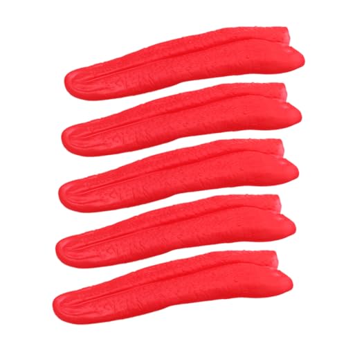 Toddmomy 5 Stück Teiliges Realistisches Rotes Dehnbares Fake-zungen- Hautfreundlich Leuchtend Mittellang für Halloween Cosplay Bühnenauftritte Scherzartikel für Erwachsene von Toddmomy