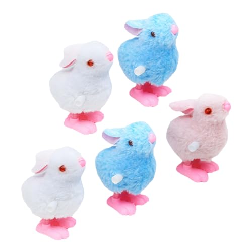 Toddmomy 5 Stück Uhrwerk Kleines Kaninchen Kindergeschenk Kinderspielzeug Partygeschenke Lernspielzeug Uhrwerk Cartoon Aufziehspielzeug Hasenspielzeug Plüsch von Toddmomy