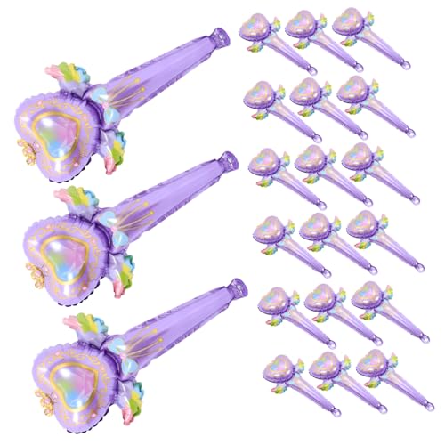 Toddmomy 50 Stück Folienballons Fairy Wand Handliche Aufblasbare Partydekorationen Bunte Geburtstagsdeko mit Zauberstab Design für Fotos und Festliche Anlässe von Toddmomy
