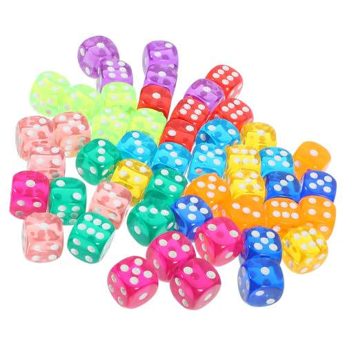 Toddmomy 50 Stück Teiliges Transparentes Acryl würfelset mit Abgerundeten Ecken Bunte Spielwürfel für Party Brettspiele Bar und Unterhaltungsspielzeug von Toddmomy