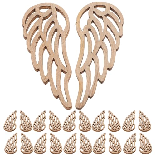 Toddmomy 50 Stück Unvollendete Holzscheiben Engelsflügel Bastelstücke aus Naturholz Romantische DIY Deko für Hochzeiten Weihnachten und Kreative Handwerksprojekte von Toddmomy