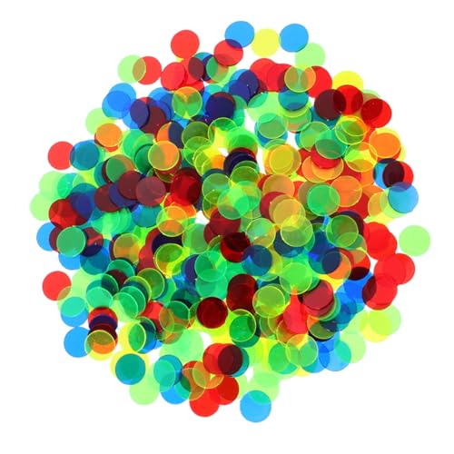 Toddmomy 500 Stück Bunte Plastik Bingo Chips Farbige Zählscheiben Marker für Lernspiele Mathe Unterricht Party Spiel Zubehör Kunststoff Transparent Zufällige Farben Zufällige Farbe von Toddmomy