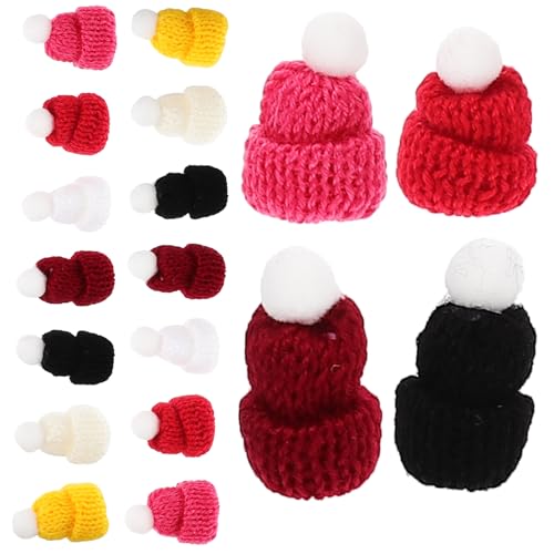 Toddmomy 50Stücke Mini Strickhüte Weihnachtsmützen Für Puppenhandwerk DIY Deko Mützen Mini Hüte Für Kreative Bastelprojekte Und Festliche Dekorationen von Toddmomy