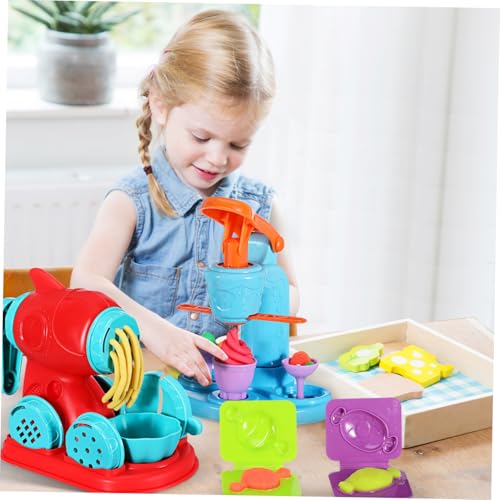 Toddmomy 51 Teiliges Knete Spielset mit Eismaschine Nudel und Hamburger Maschine Vielseitiges Knetwerkzeug für Kreative Küchen und Bastelspiele Geeignet für Jungen und Mädchen Ab von Toddmomy