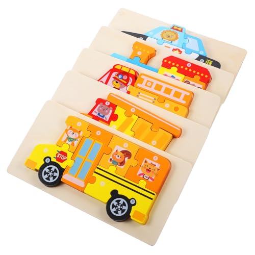 Toddmomy 5Sätze Holzpuzzle für Teiliges Lernspielzeug mit Müllwagen Bus Zug und Polizeiauto Fördert Kreativität Kognitive Fähigkeiten und Hand Auge Koordination Toddmomy 5Sätze Holzpuzzle für Teiliges Lernspielzeug mit Müllwagen Bus Zug und Polizeiauto Fördert Kreativität Kognitive Fähigkeiten und Hand Auge Koordination von Toddmomy