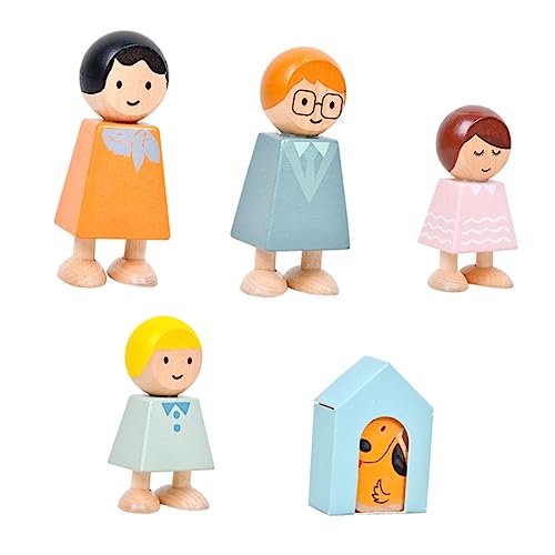 Toddmomy 5Stücke Familienbeziehungen Holzspielzeug Kognitive Bausteine für Fördert Hand Auge Koordination und Farberkennung Sicheres und Robust für Glatte Oberfläche von Toddmomy