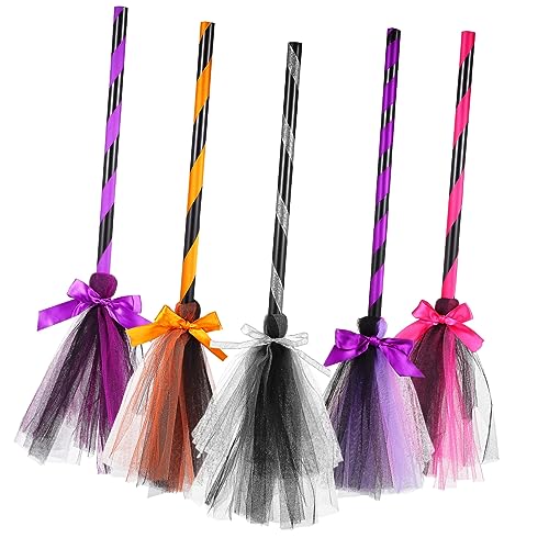 Toddmomy 5Stücke Halloween Hexenbesen Bunten Farben Party Cosplay Requisiten Für Kreative Kostümdekorationen Langlebig Und Wiederverwendbar von Toddmomy