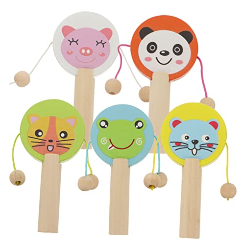 Toddmomy 5Stücke Holzrassel Cartoon Musikinstrument für Frühen Bildung Fördert Musikalische Fähigkeiten und Kreativität von Toddmomy