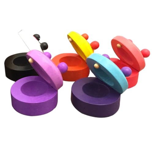 Toddmomy 5Stücke Holzspielzeug Musikinstrumente Für Cartoon Kastagnetten Zur des Musikalischen Talents Rhythmusfähigkeit Für Vorschulkinder Und Kreative von Toddmomy