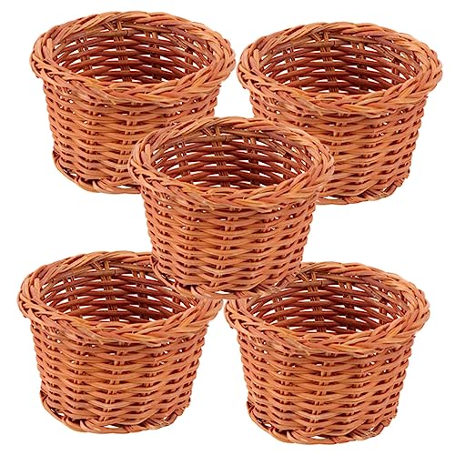 Toddmomy 5Stücke Miniaturkorb Puppenhaus Rattan Gewebt Handgefertigte Aufbewahrungskörbe Für Kinderzimmer Dekoration Und DIY Projekte Höhe von Toddmomy