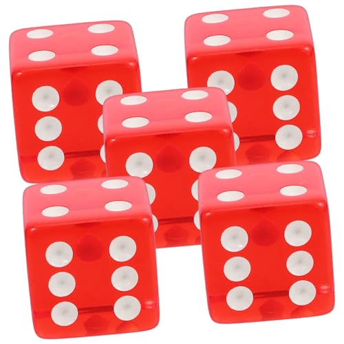 Toddmomy 5Stücke Rote Transparente Seitige Acrylspielwürfel für Brettspiele Party Requisiten und Unterhaltungszwecke Leicht und Kompakt für Vielseitige Anwendungen von Toddmomy
