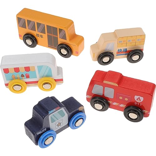 Toddmomy 5Stücke Teiliges Holzfahrzeugset Für Mini Und Polizeiautos Kognitive Spielzeuge Kreativität Und Sozialen Fähigkeiten Für Jungen von Toddmomy