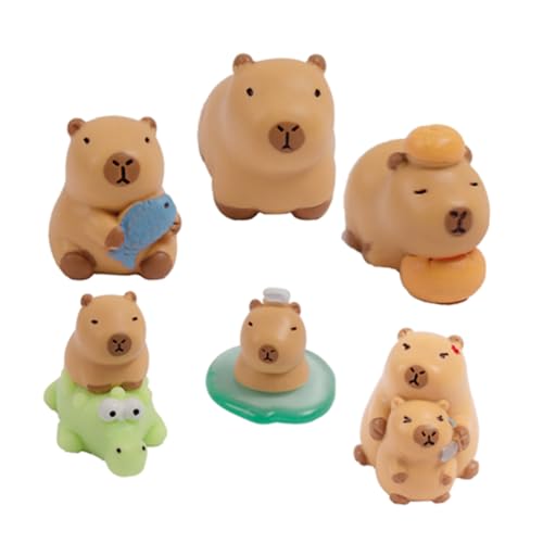 Toddmomy 6 Stück Capybara Figuren Realistische Mikro Wasserschwein Deko für Schreibtisch und Bücherregal Niedliches für Partys und Wohnaccessoires von Toddmomy