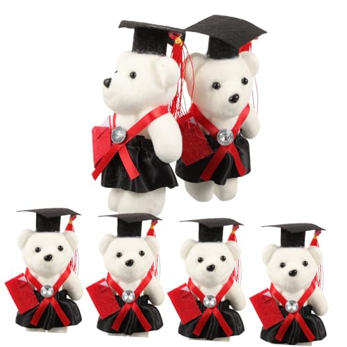 Toddmomy 6 Stück Doktorbär Blumenstrauß Materialien Abschlussfeier Puppenfigur Absolventen Bärenpuppe Absolventen Zubehör Figur Puppenstrauß Dekoration Roter von Toddmomy