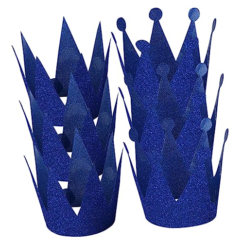 Toddmomy 6 Stück Geburtstagskronen mit Doppelseitigem Glitzer PVC Blaue Prinzessin Prinz Partyhüte Festliche Kopfbedeckung für Mädchen und Jungen als Kindergeburtstagsdeko und Gastgeschenk von Toddmomy