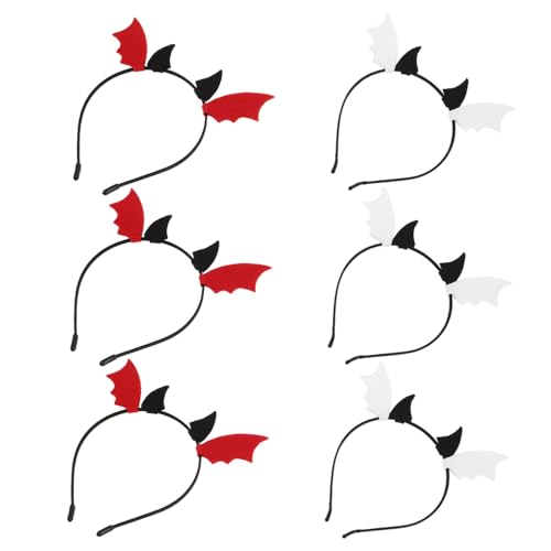 Toddmomy 6 Stück Halloween Kopfband mit Fledermausflügeln und Hörnern Leichtes Cosplay Party Haarreif für Damen und Vielseitiges Kostümzubehör für Gruselige Verkleidungen von Toddmomy