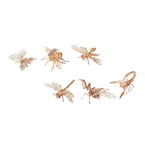 Toddmomy 6 Stück Holz Puzzle Teiliges Insektenmodell für DIY Bastelset für Eltern Interaktion Sicheres und Kreatives Lernspielzeug für Geburtstage und Feste von Toddmomy