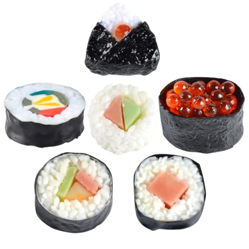 Toddmomy 6 Stück Künstliches Sushi Modell Teiliges Realistische Simulation Lebensmittel Requisiten für Fotografie Deko Sushi Zubereitung Hochwertige Nachbildung für Kreative Präsentationen von Toddmomy