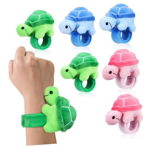 Toddmomy 6 Stück Kuscheltiere Schildkröten Slap Armbänder Plüsch Snap Armbänder für Dekoration und Partys Weiche und Langlebige Tierarmbänder von Toddmomy