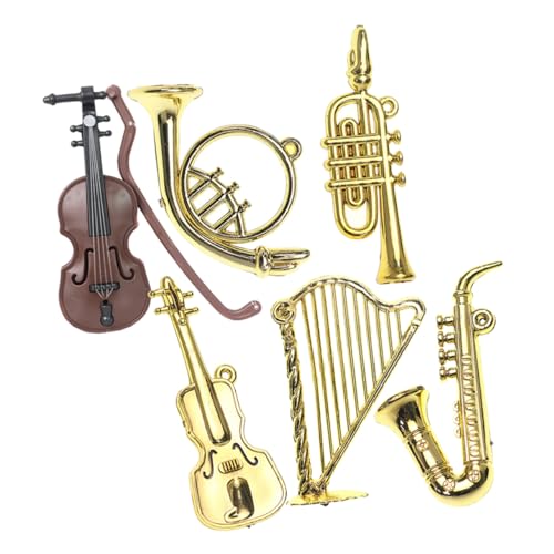 Toddmomy 6 Stück Miniatur Klassische Musikinstrumente Set Teiliges Puppenhaus Zubehör für Kreative DIY Projekte für Miniaturdekoration und Fotografie Hintergründe von Toddmomy