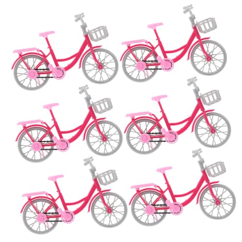 Toddmomy 6 Stück Miniatur Puppenfahrrad Rosa Modell mit Beweglichen Teilen für Interaktives und Puppenzubehör Kreatives Design für Mädchen Sammlung von Toddmomy