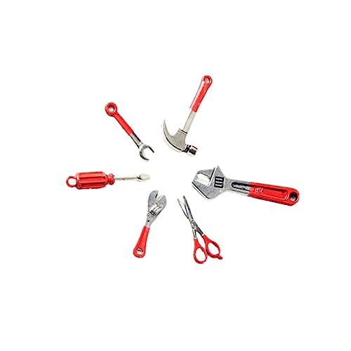 Toddmomy 6 Stück Miniatur Werkzeugkoffer Zubehör Teiliges aus Legierung Mini Hammer und Schraubenschlüssel für Puppenhaus Dekoration Leichtes Langlebiges Mikro Werkzeug für Bastler von Toddmomy