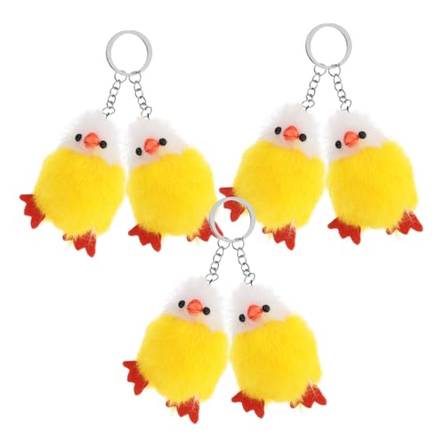 Toddmomy 6 Stück Plüsch-Küken-Anhänger Flauschige Tier-Schlüsselanhänger Mini-Plüsch-Huhn Ostern Geschenkideen Ostern Mini-Hühnerfiguren Flauschige Küken Zinklegierung von Toddmomy